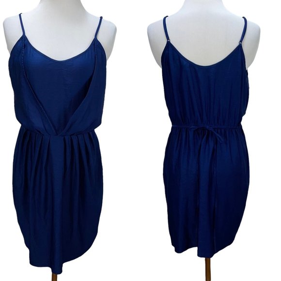 Rebecca Taylor Blue Sleeveless Tie Waist Short Slip Dress Size S Sheath - Picture 1 of 8